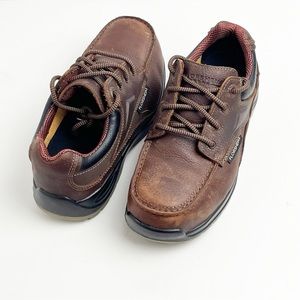 FLORSHEIM Brown Leather Steel Toe Slip And Oil Resistant Lace Up Work Shoes 8